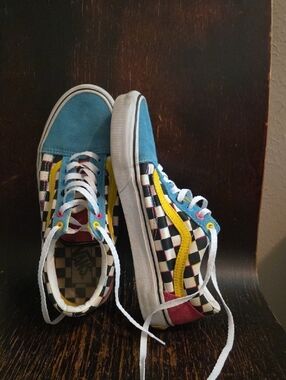 Vans Checkerboard Old Skool 80s in Teal, Yellow & Black